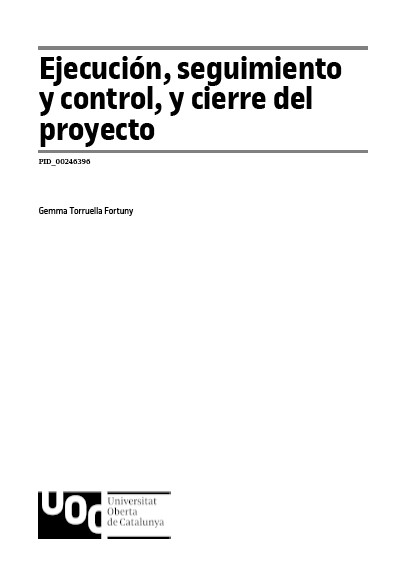 Portada de Ejecución, Seguimiento y Control, y cierre de proyecto