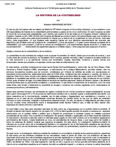 Portada de La historia de contabilidad