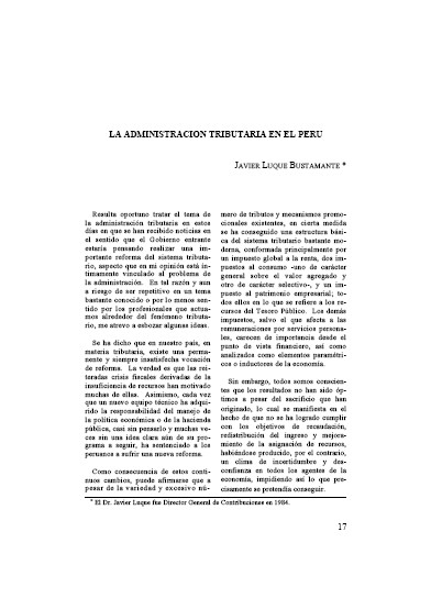 Portada de La Administración Tributaria en el Perú